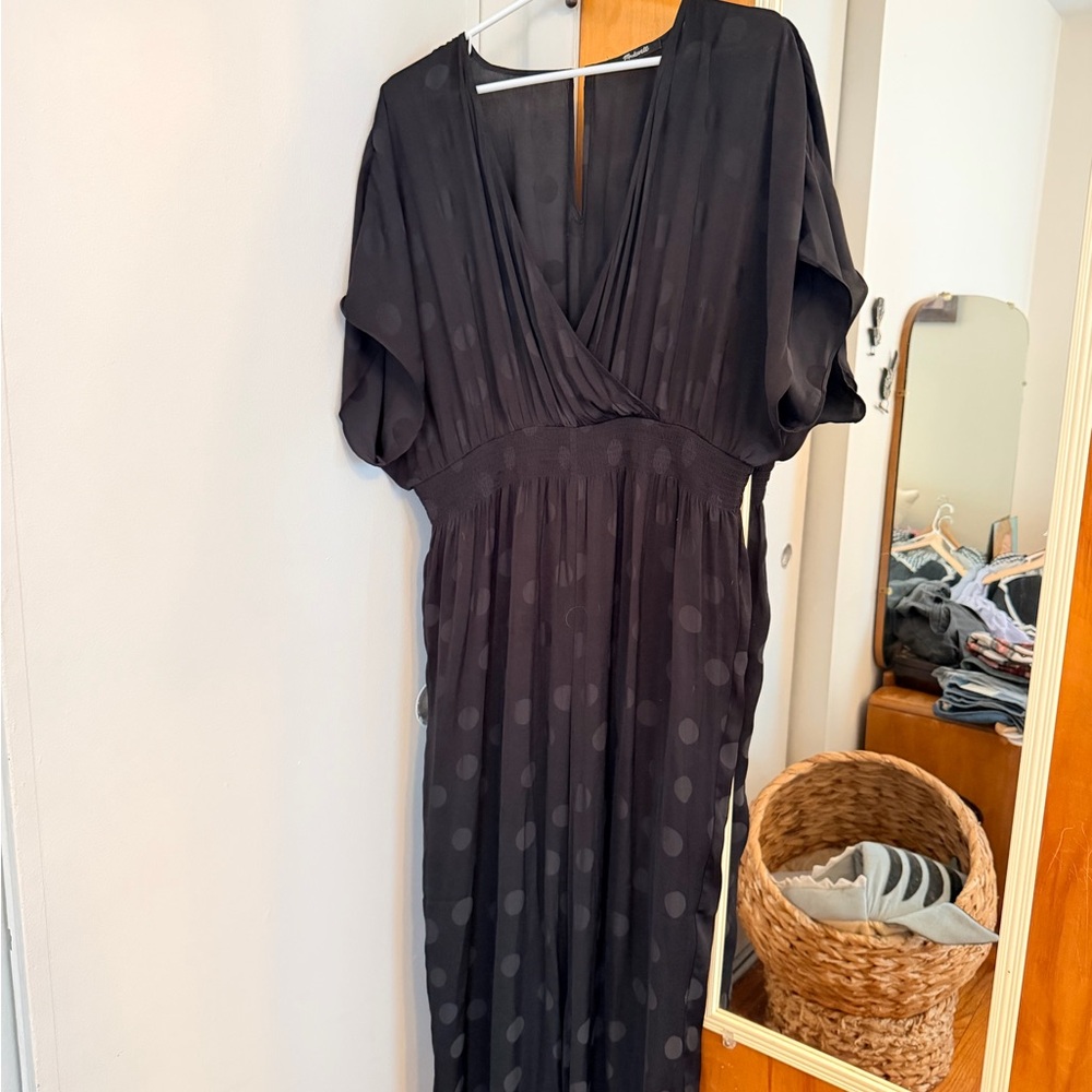 Black Madewell Polka Dot Deep V-Neck Jumpsuit